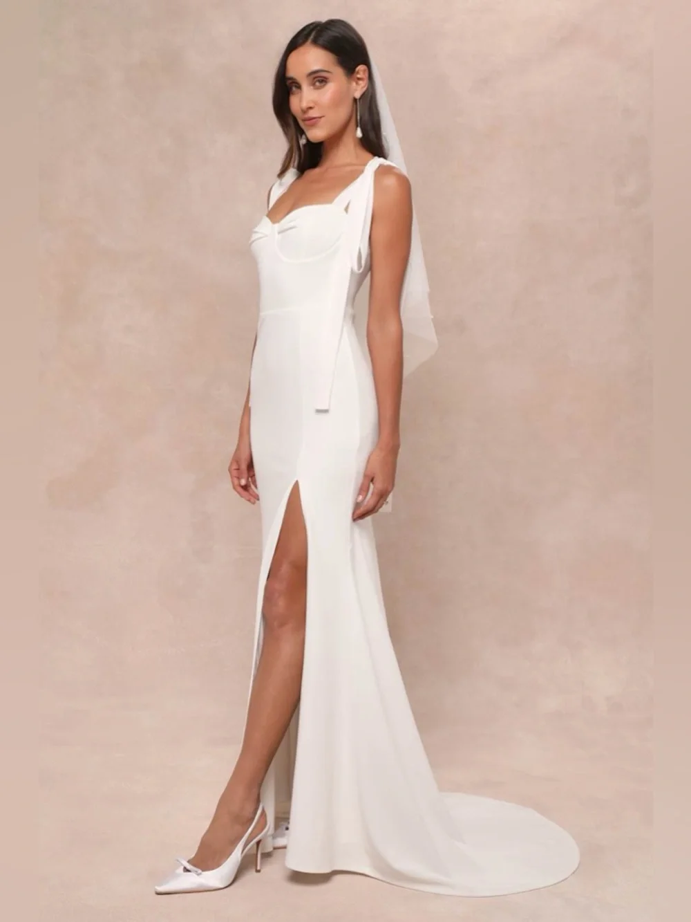 Lulus Splendid Love White Bustier Tie-Strap Mermaid Maxi Dress Size L